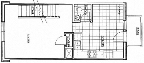 Floor plan for 2 beds, 2.5 baths, 1294 sqft